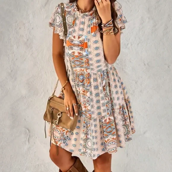 encolax | Dresses | Boho Floral Flowy Maxi Dress | Poshmark